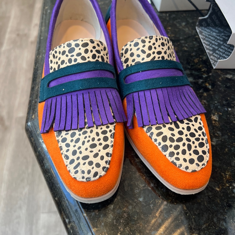 Stylish Orange and Purple Women's Loafers